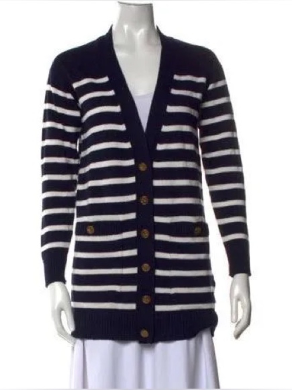Red Valentino Striped V-Neck Cardigan
